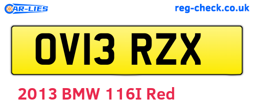 OV13RZX are the vehicle registration plates.