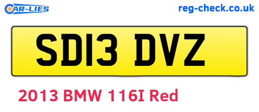 SD13DVZ are the vehicle registration plates.