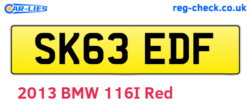 SK63EDF are the vehicle registration plates.