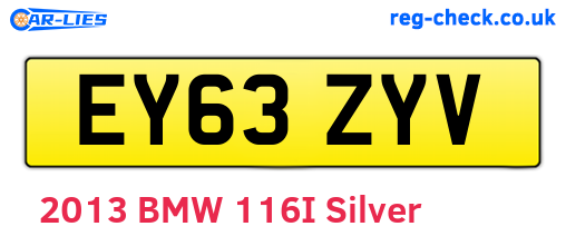 EY63ZYV are the vehicle registration plates.