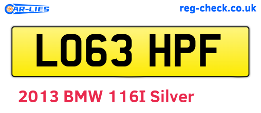 LO63HPF are the vehicle registration plates.