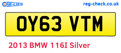 OY63VTM are the vehicle registration plates.