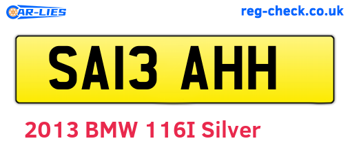 SA13AHH are the vehicle registration plates.
