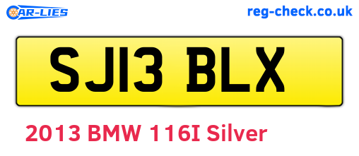 SJ13BLX are the vehicle registration plates.