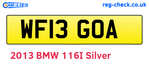WF13GOA are the vehicle registration plates.