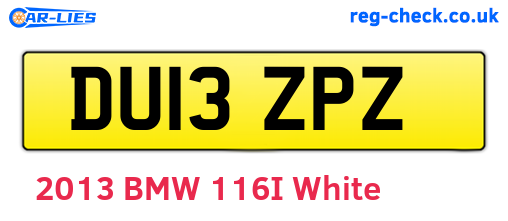 DU13ZPZ are the vehicle registration plates.