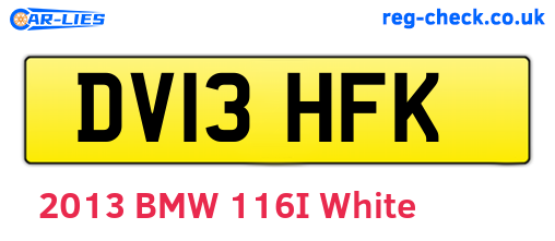 DV13HFK are the vehicle registration plates.