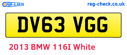 DV63VGG are the vehicle registration plates.