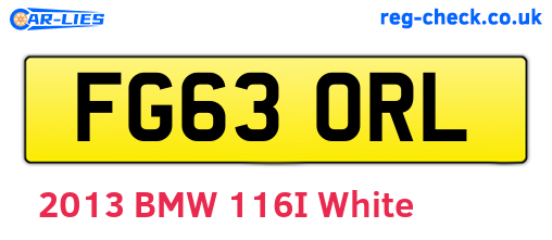 FG63ORL are the vehicle registration plates.