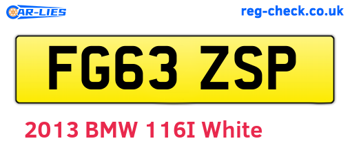 FG63ZSP are the vehicle registration plates.