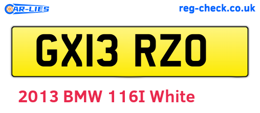 GX13RZO are the vehicle registration plates.