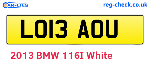 LO13AOU are the vehicle registration plates.