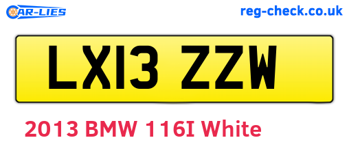 LX13ZZW are the vehicle registration plates.