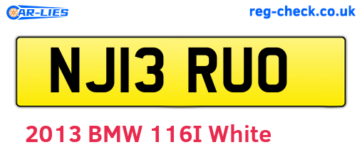 NJ13RUO are the vehicle registration plates.