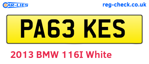 PA63KES are the vehicle registration plates.
