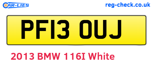 PF13OUJ are the vehicle registration plates.