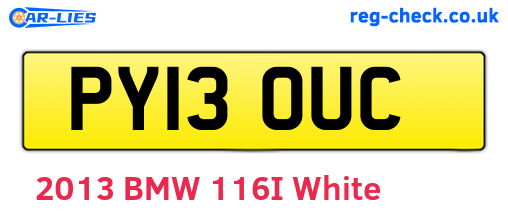 PY13OUC are the vehicle registration plates.