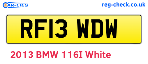 RF13WDW are the vehicle registration plates.
