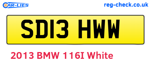 SD13HWW are the vehicle registration plates.