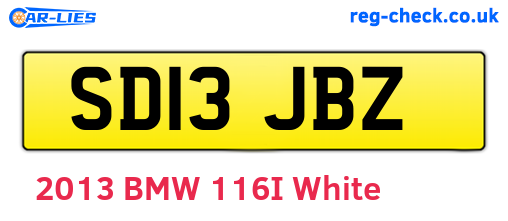 SD13JBZ are the vehicle registration plates.