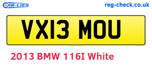 VX13MOU are the vehicle registration plates.
