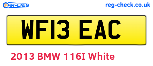 WF13EAC are the vehicle registration plates.