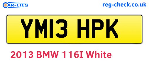 YM13HPK are the vehicle registration plates.