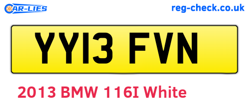 YY13FVN are the vehicle registration plates.