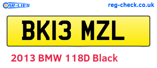 BK13MZL are the vehicle registration plates.