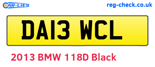 DA13WCL are the vehicle registration plates.
