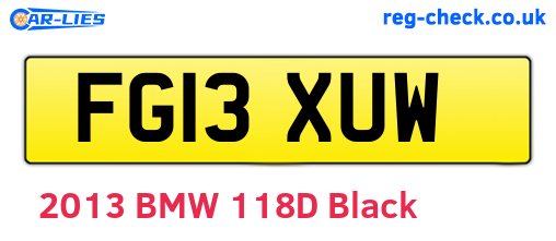 FG13XUW are the vehicle registration plates.