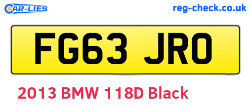 FG63JRO are the vehicle registration plates.