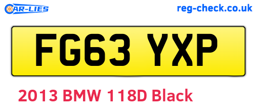 FG63YXP are the vehicle registration plates.