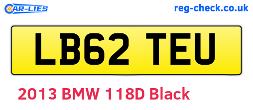 LB62TEU are the vehicle registration plates.