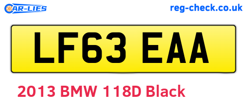 LF63EAA are the vehicle registration plates.