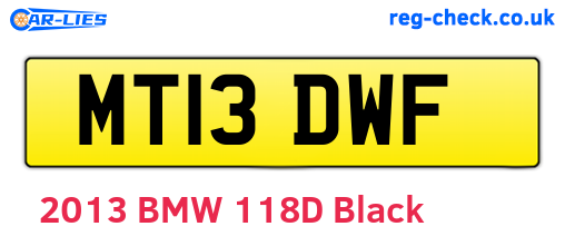 MT13DWF are the vehicle registration plates.