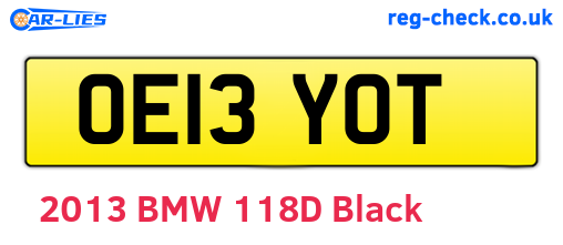 OE13YOT are the vehicle registration plates.