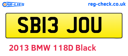 SB13JOU are the vehicle registration plates.