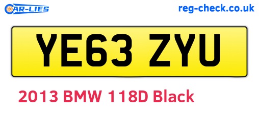 YE63ZYU are the vehicle registration plates.