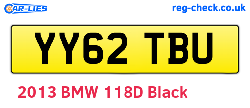 YY62TBU are the vehicle registration plates.