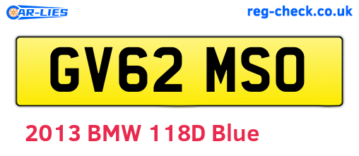GV62MSO are the vehicle registration plates.