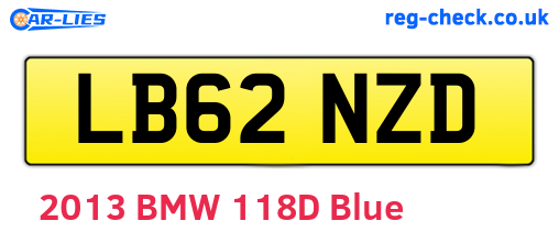 LB62NZD are the vehicle registration plates.