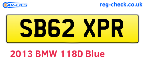 SB62XPR are the vehicle registration plates.