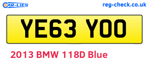 YE63YOO are the vehicle registration plates.