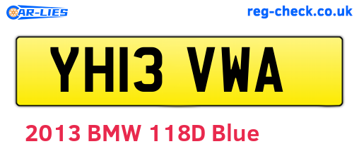 YH13VWA are the vehicle registration plates.
