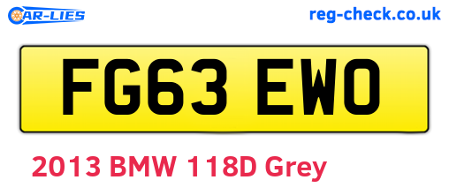 FG63EWO are the vehicle registration plates.
