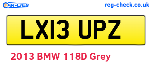 LX13UPZ are the vehicle registration plates.