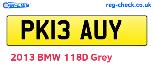 PK13AUY are the vehicle registration plates.