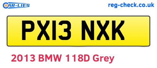 PX13NXK are the vehicle registration plates.