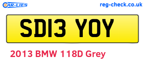 SD13YOY are the vehicle registration plates.